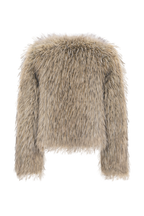 Ottie Mongolian Faux Fur Cropped Jacket in Brown Multi – Chic&Drifts