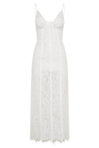 Ottilie Lace And Mesh Midi Dress in White – Chic&Drifts