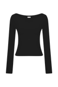 Paedyn Merino Wool Ribbed Long Sleeve Top in Black – Chic&Drifts