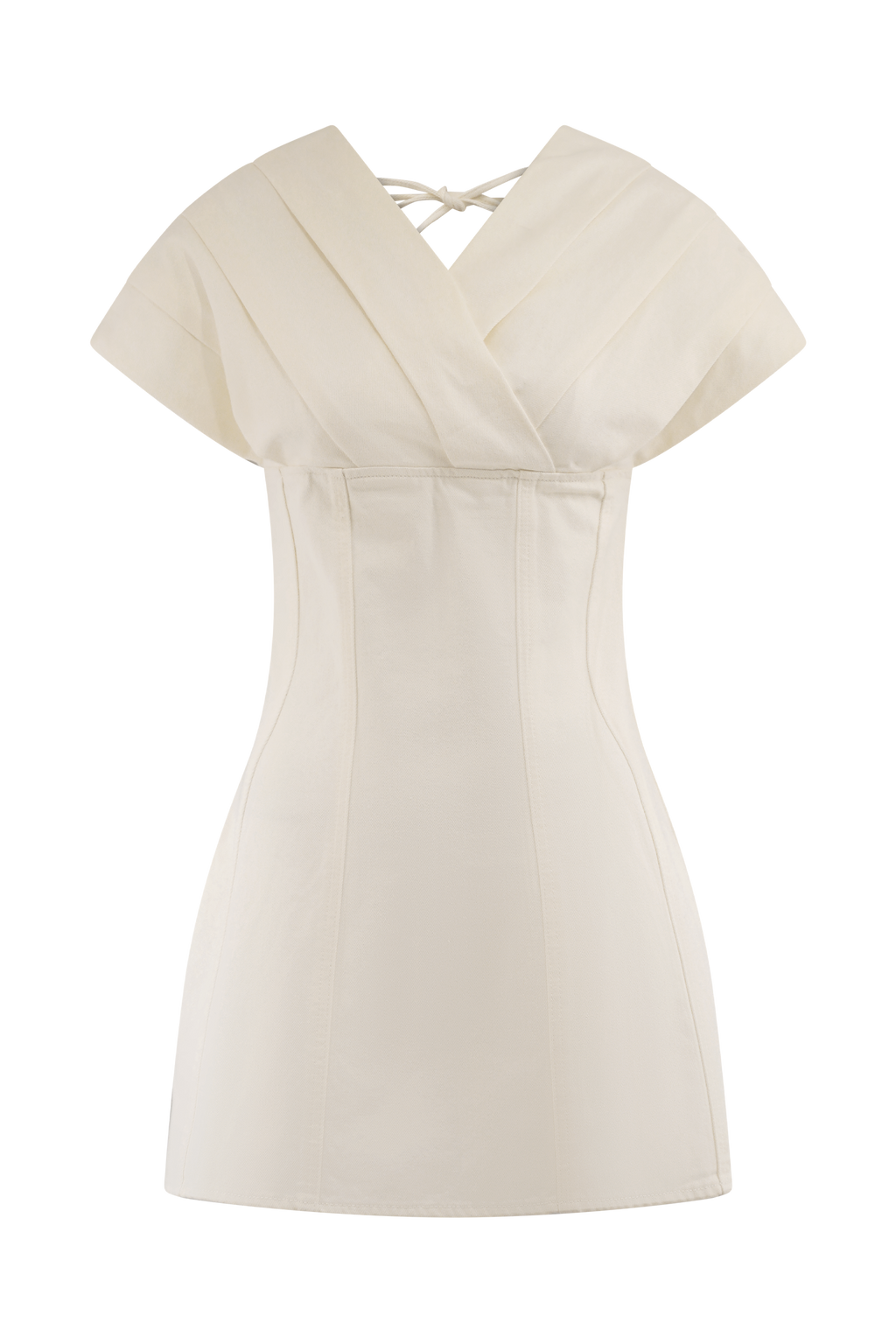 Pascale Off Shoulder Denim Mini Dress in White – Chic&Drifts