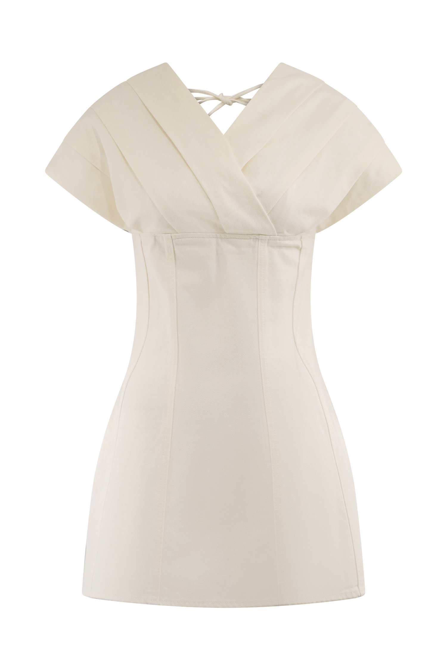 Pascale Off Shoulder Denim Mini Dress in White – Chic&Drifts