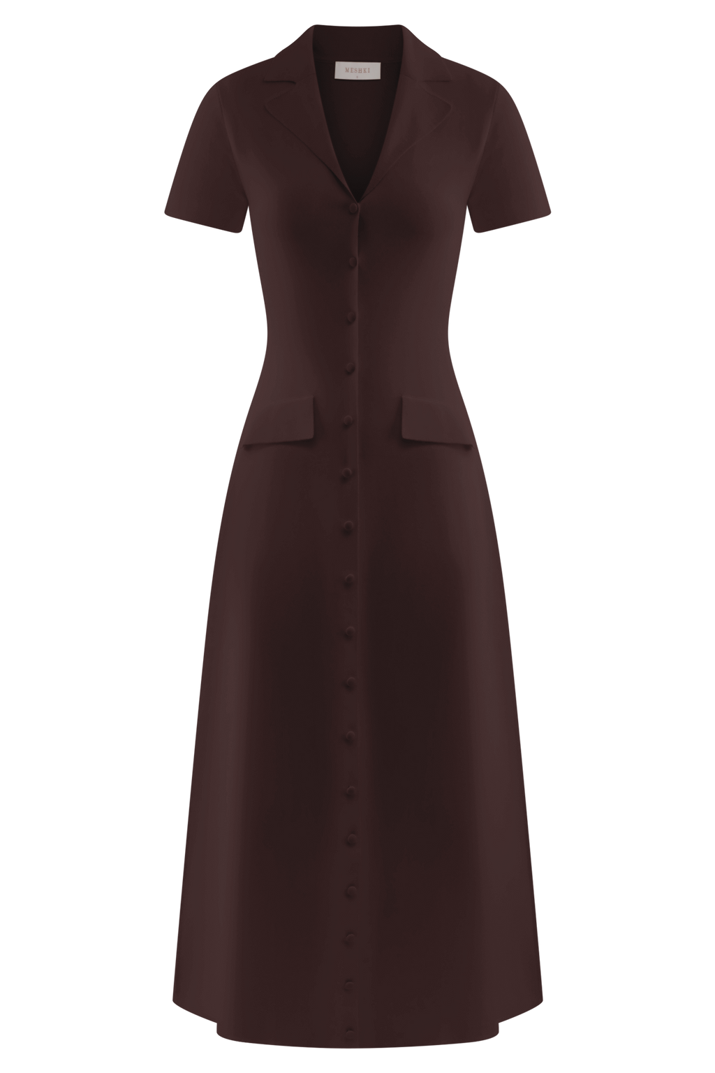 Pearson Short Sleeve Knit Midi Dress in Chocolate – Chic&Drifts