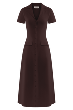 Pearson Short Sleeve Knit Midi Dress in Chocolate – Chic&Drifts
