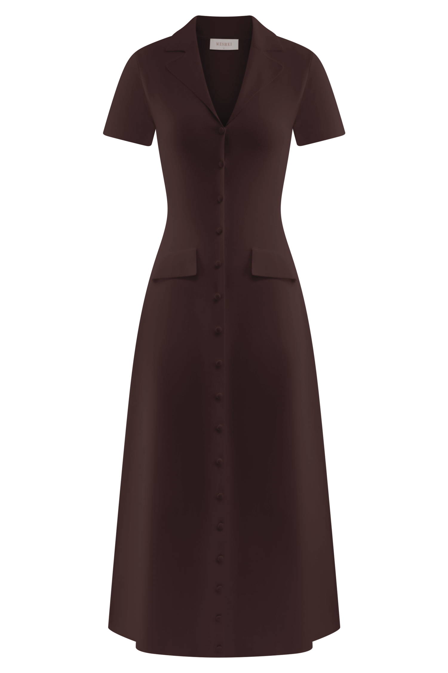 Pearson Short Sleeve Knit Midi Dress in Chocolate – Chic&Drifts