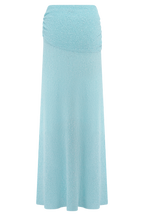 Petra Ruched Knit Maxi Skirt in Light Blue – Chic&Drifts