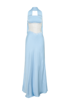 Pilar Strapless Satin And Lace Maxi Dress in Cornflower Blue – Chic&Drifts