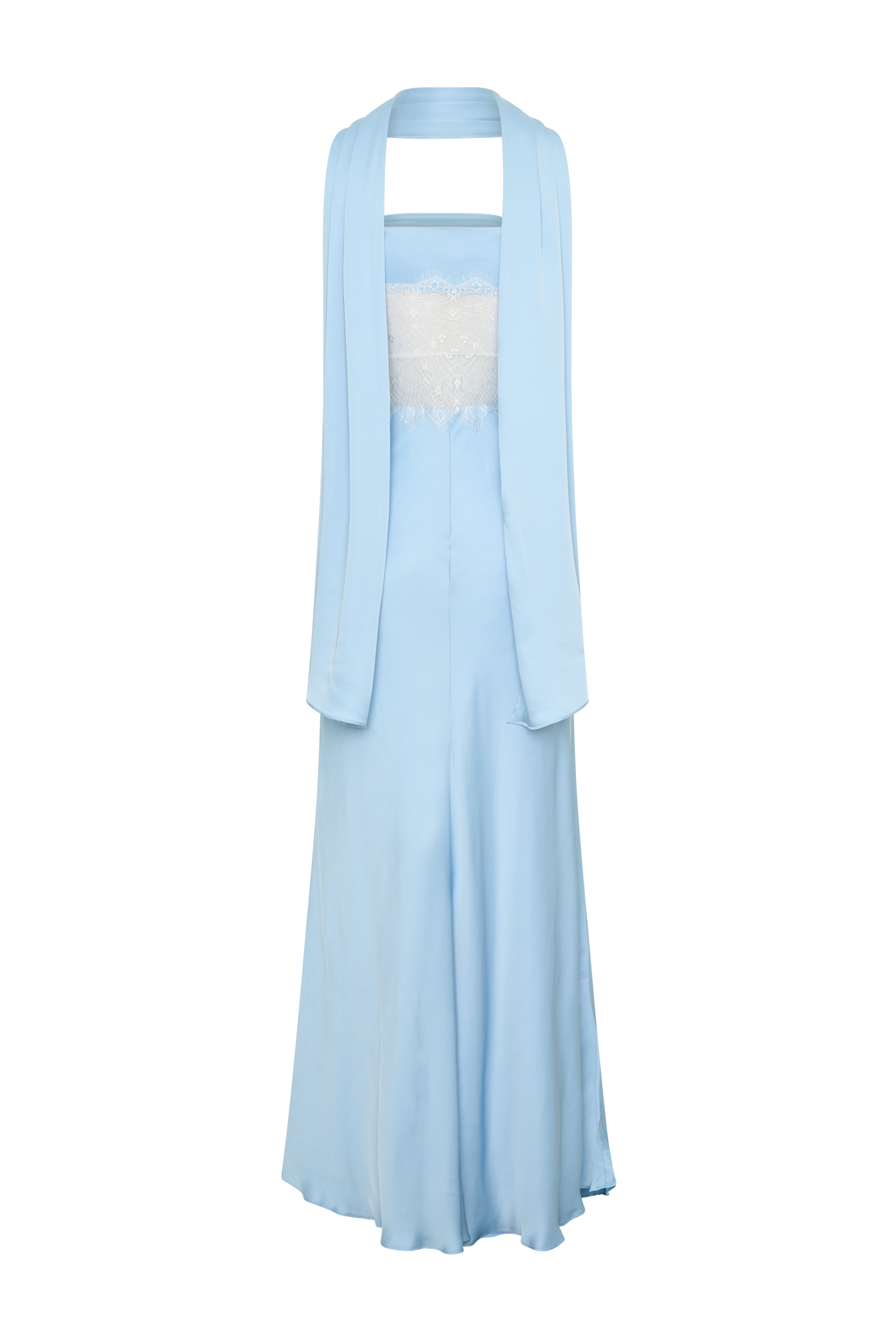 Pilar Strapless Satin And Lace Maxi Dress