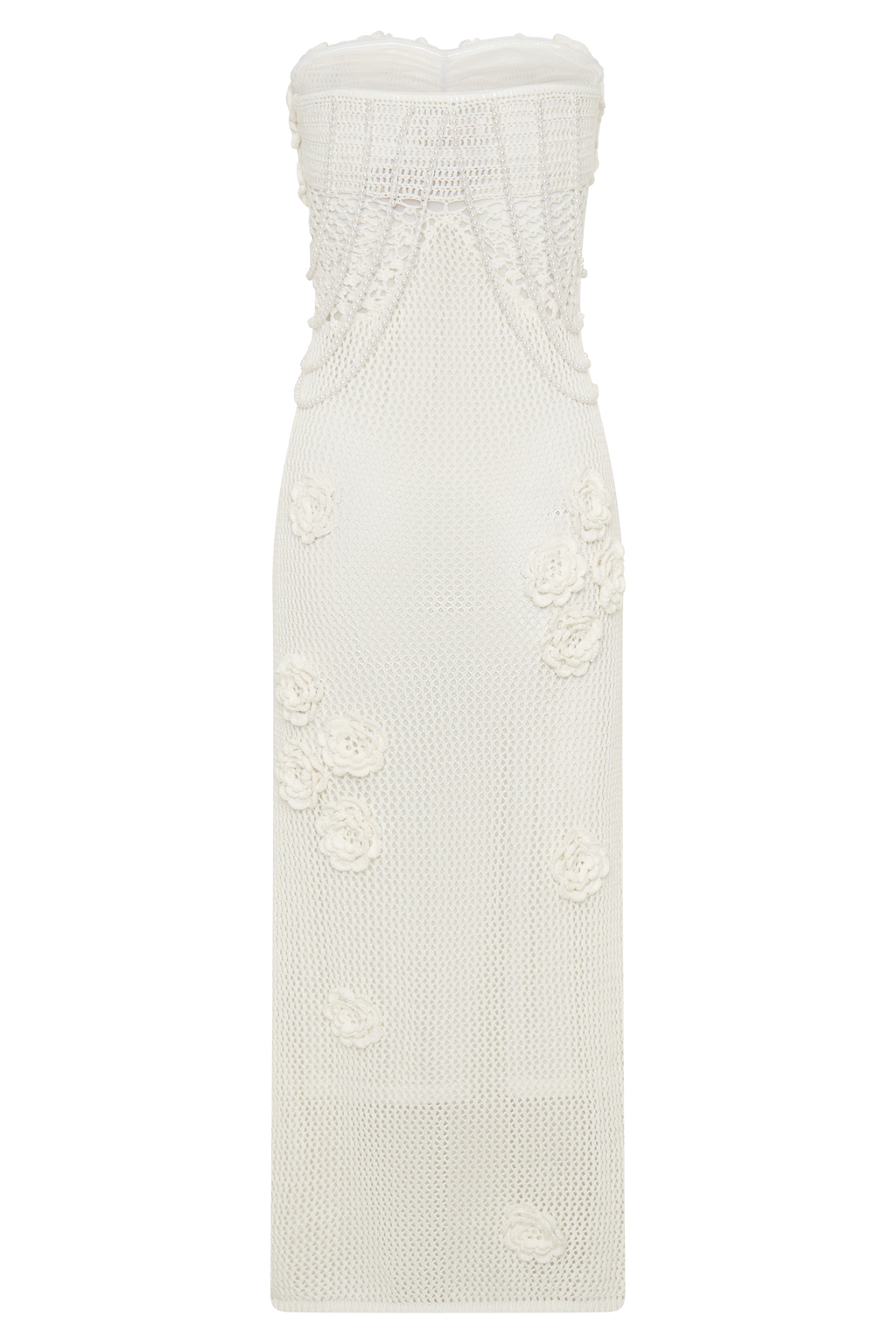 Samantha Crochet Midi Dress With Flowers in Ivory – Chic&Drifts
