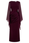 Samantha Waterfall Sleeves Maxi Dress in Wine – Chic&Drifts