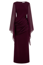 Samantha Waterfall Sleeves Maxi Dress in Wine – Chic&Drifts