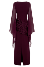 Samantha Waterfall Sleeves Maxi Dress in Wine – Chic&Drifts