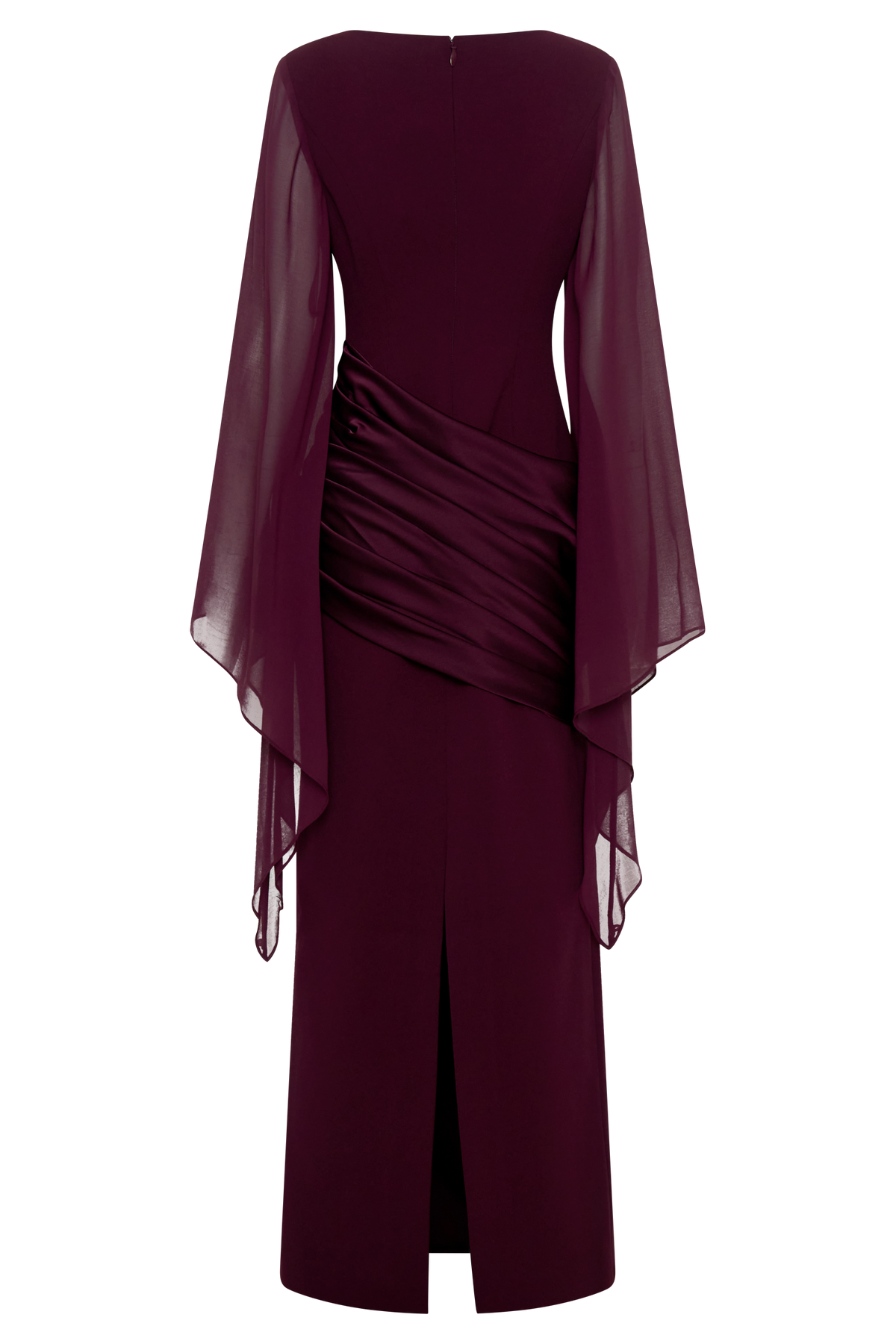 Samantha Waterfall Sleeves Maxi Dress in Wine – Chic&Drifts
