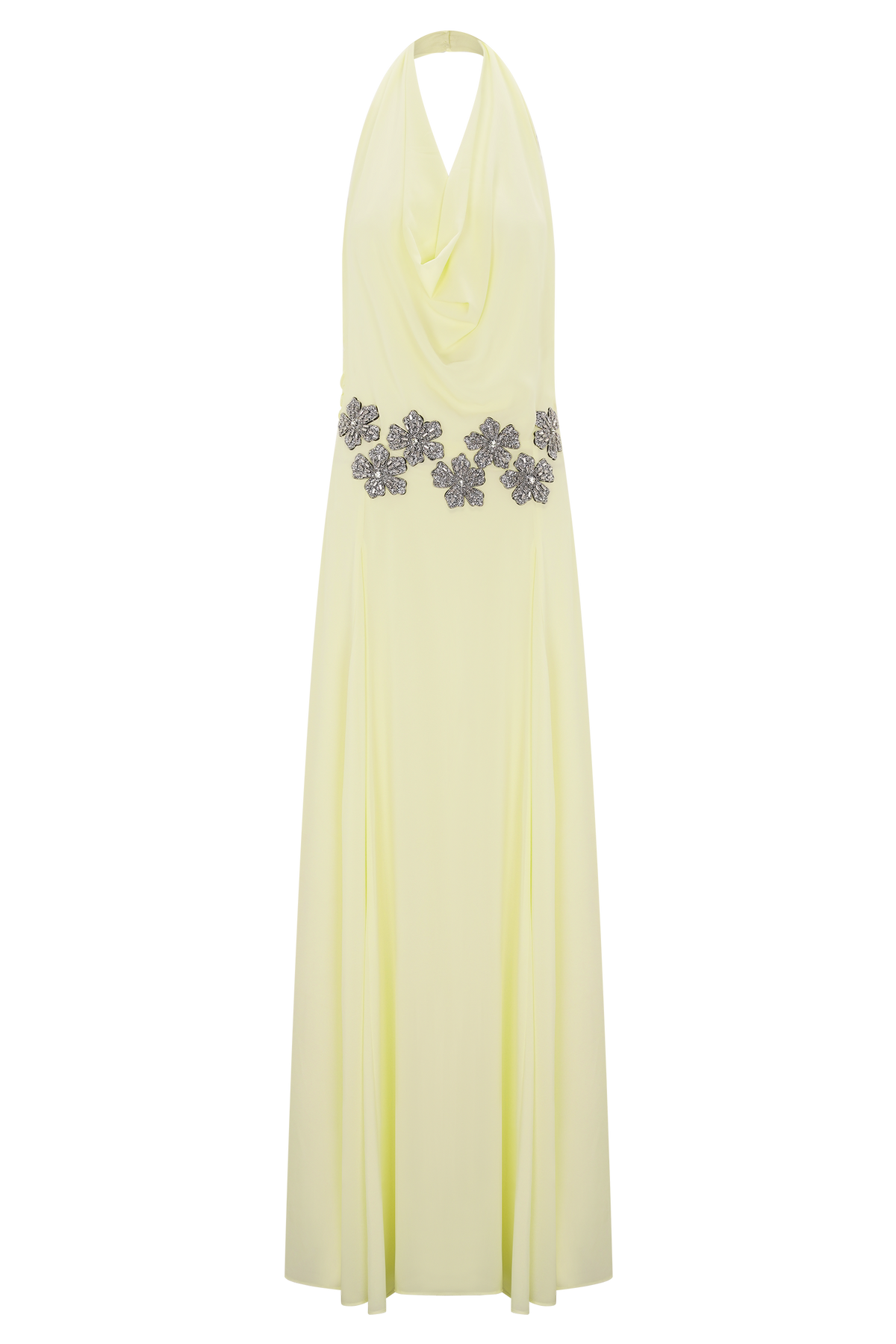 Santal Floral Chiffon Halter Maxi Dress