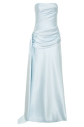 Sarah Strapless Maxi Dress With Waist Tie in Ice Blue – Chic&Drifts