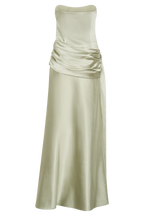 Sarah Strapless Maxi Dress With Waist Tie in Ice Blue – Chic&Drifts