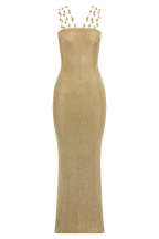 Shami Lurex Maxi Dress With Flowers in Gold – Chic&Drifts