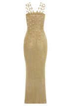 Shami Lurex Maxi Dress With Flowers in Gold – Chic&Drifts