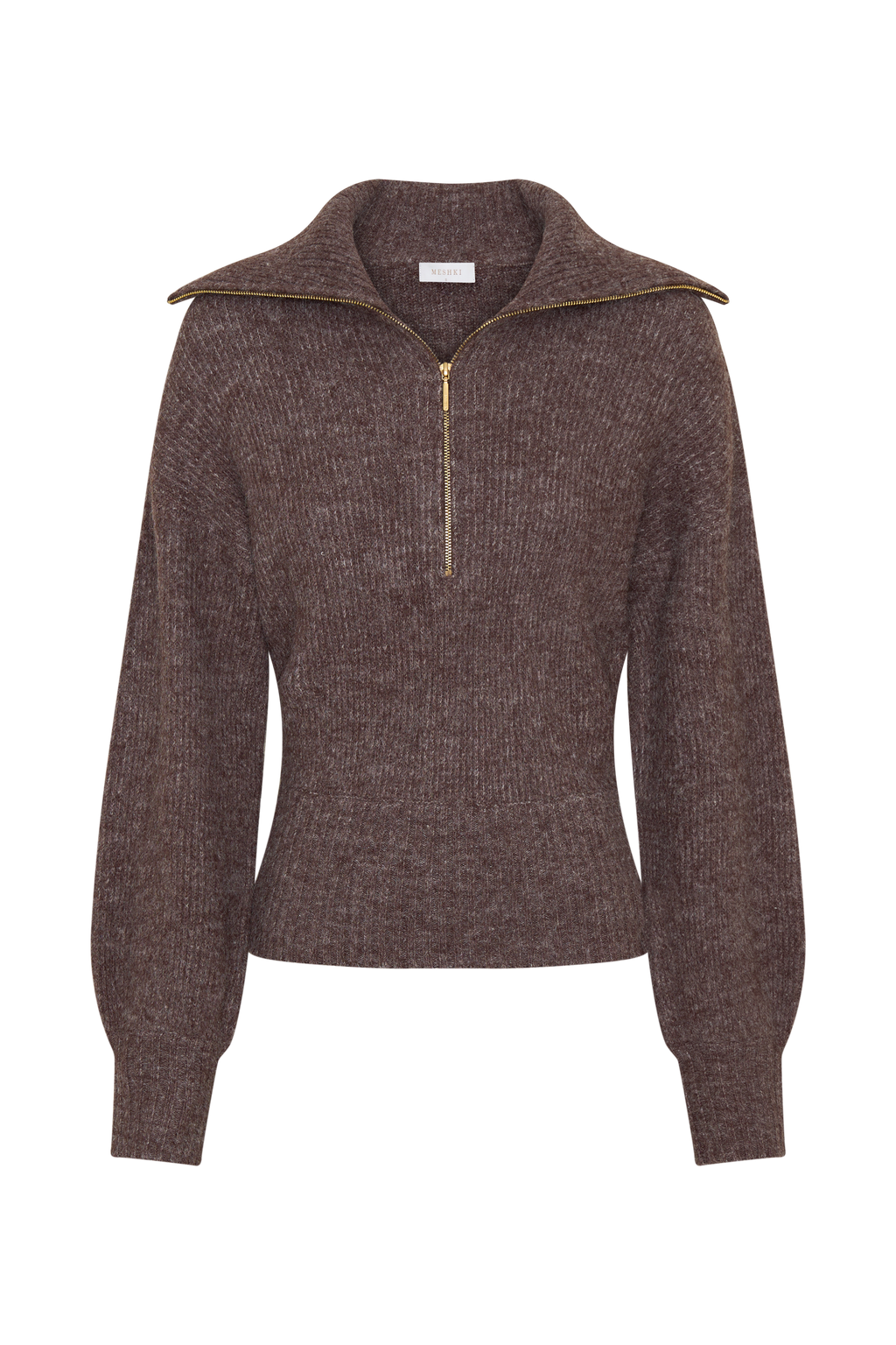 Skylaine Zip Knit Jumper in Brown Marle – Chic&Drifts