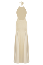 Soleil Knit And Mesh Halter Maxi Dress in Cream – Chic&Drifts