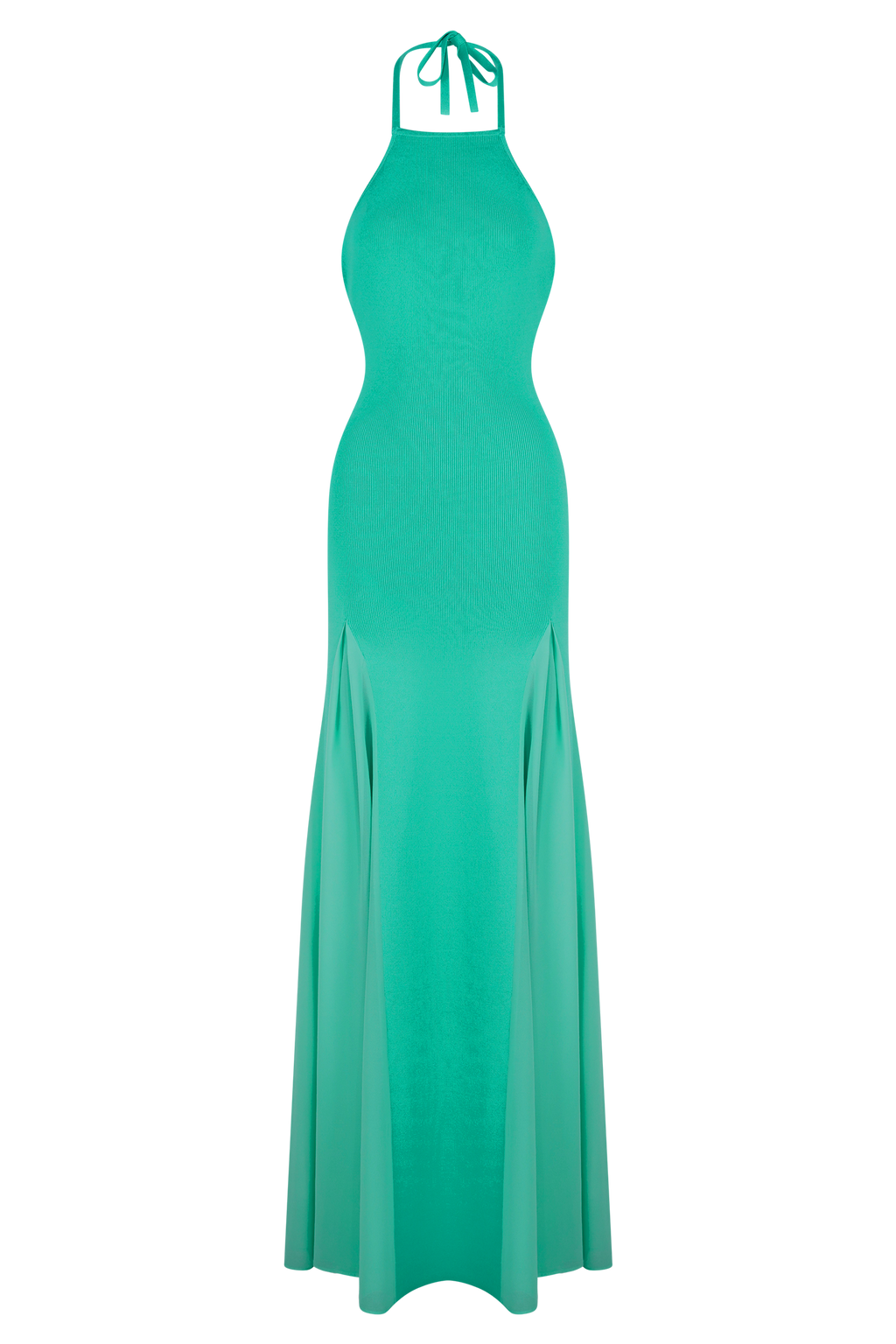 Soleil Knit And Mesh Halter Maxi Dress in Lagoon – Chic&Drifts