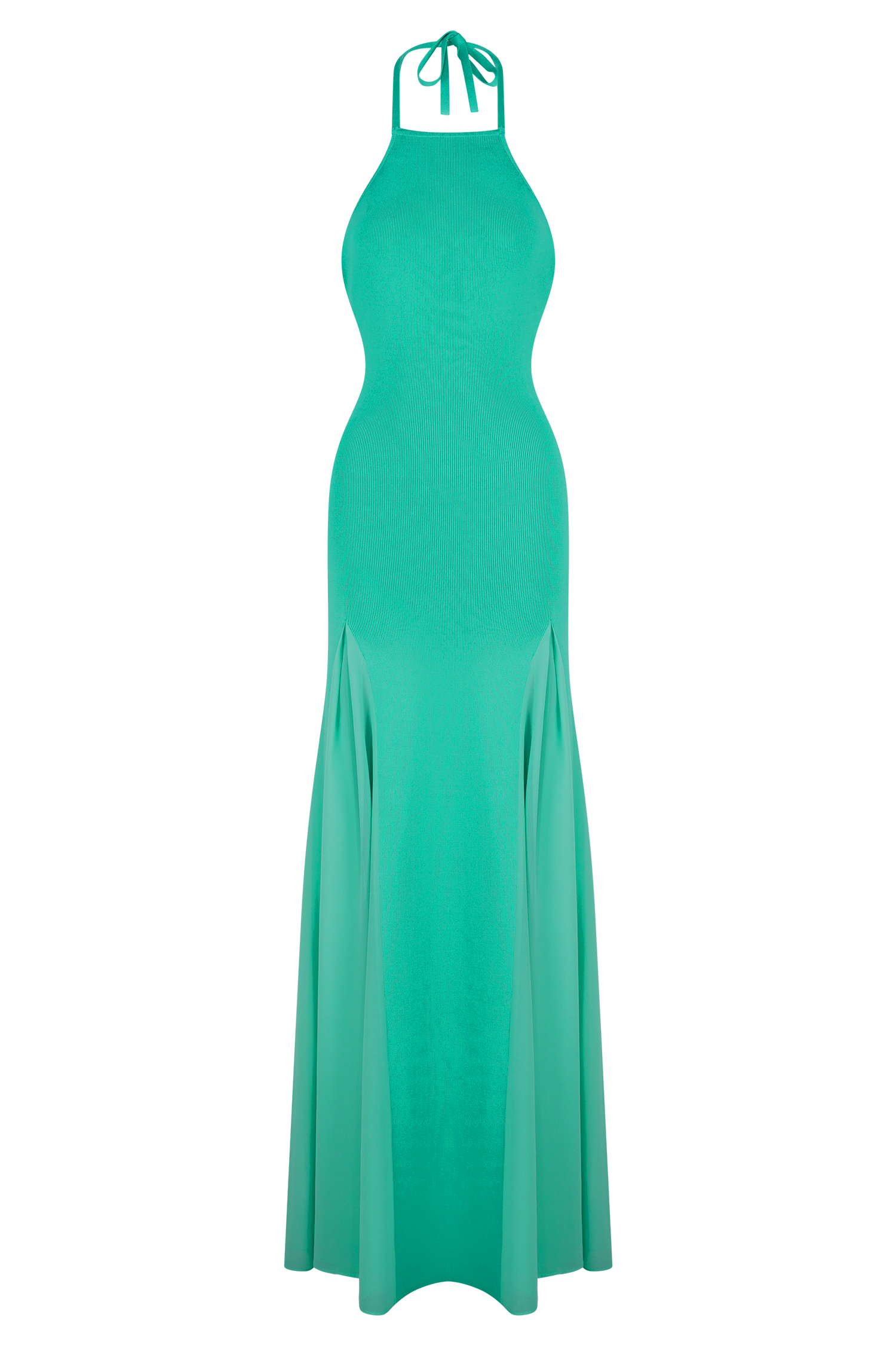 Soleil Knit And Mesh Halter Maxi Dress in Lagoon – Chic&Drifts