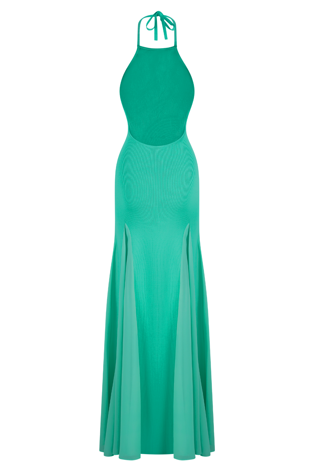 Soleil Knit And Mesh Halter Maxi Dress in Lagoon – Chic&Drifts