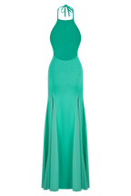 Soleil Knit And Mesh Halter Maxi Dress in Lagoon – Chic&Drifts