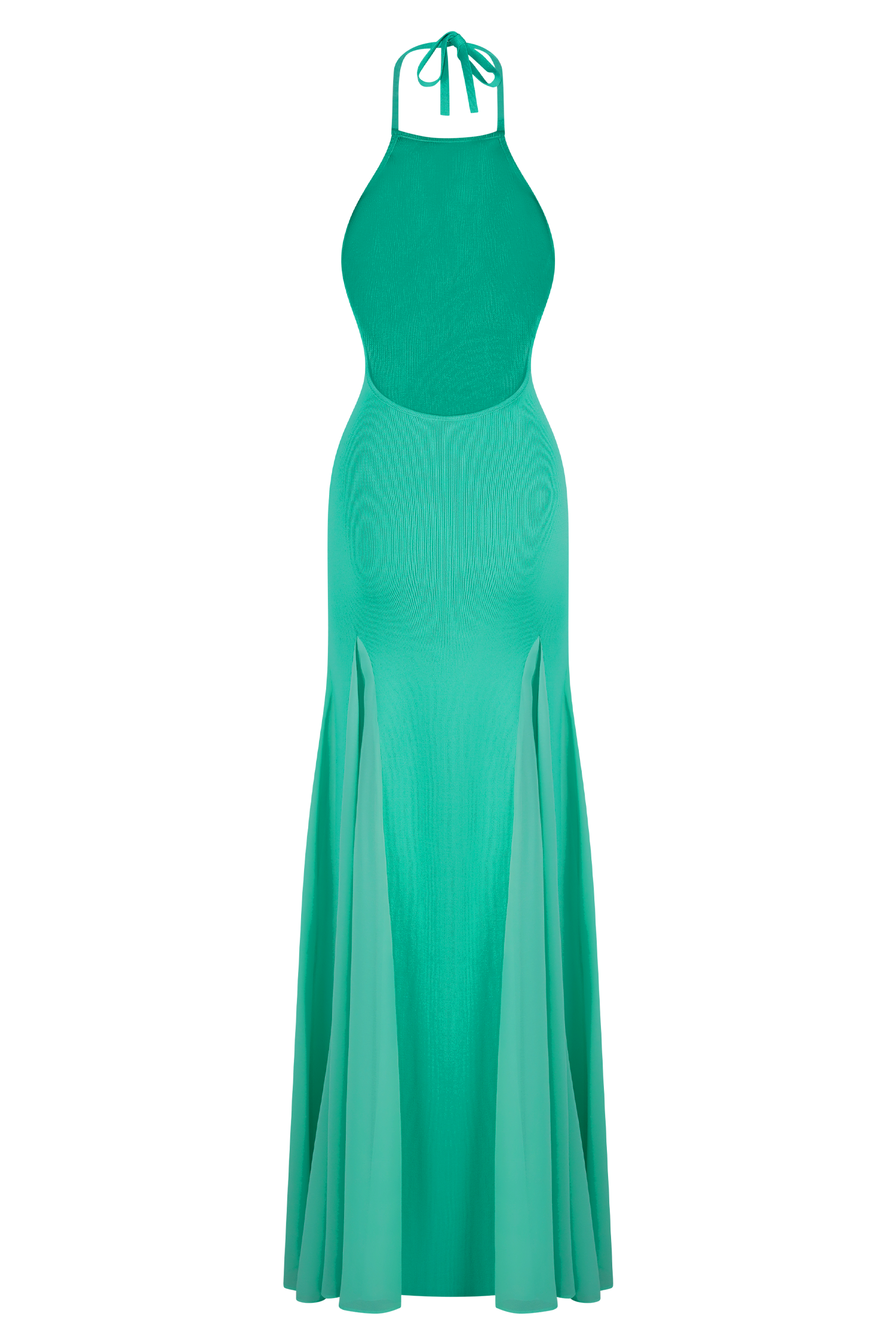 Soleil Knit And Mesh Halter Maxi Dress in Lagoon – Chic&Drifts