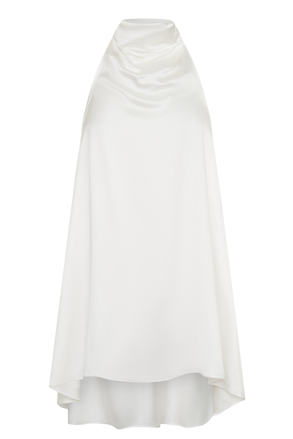 Sydney Asymmetrical Satin Halter Mini Dress in Ivory – Chic&Drifts
