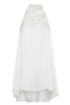 Sydney Asymmetrical Satin Halter Mini Dress in Ivory – Chic&Drifts