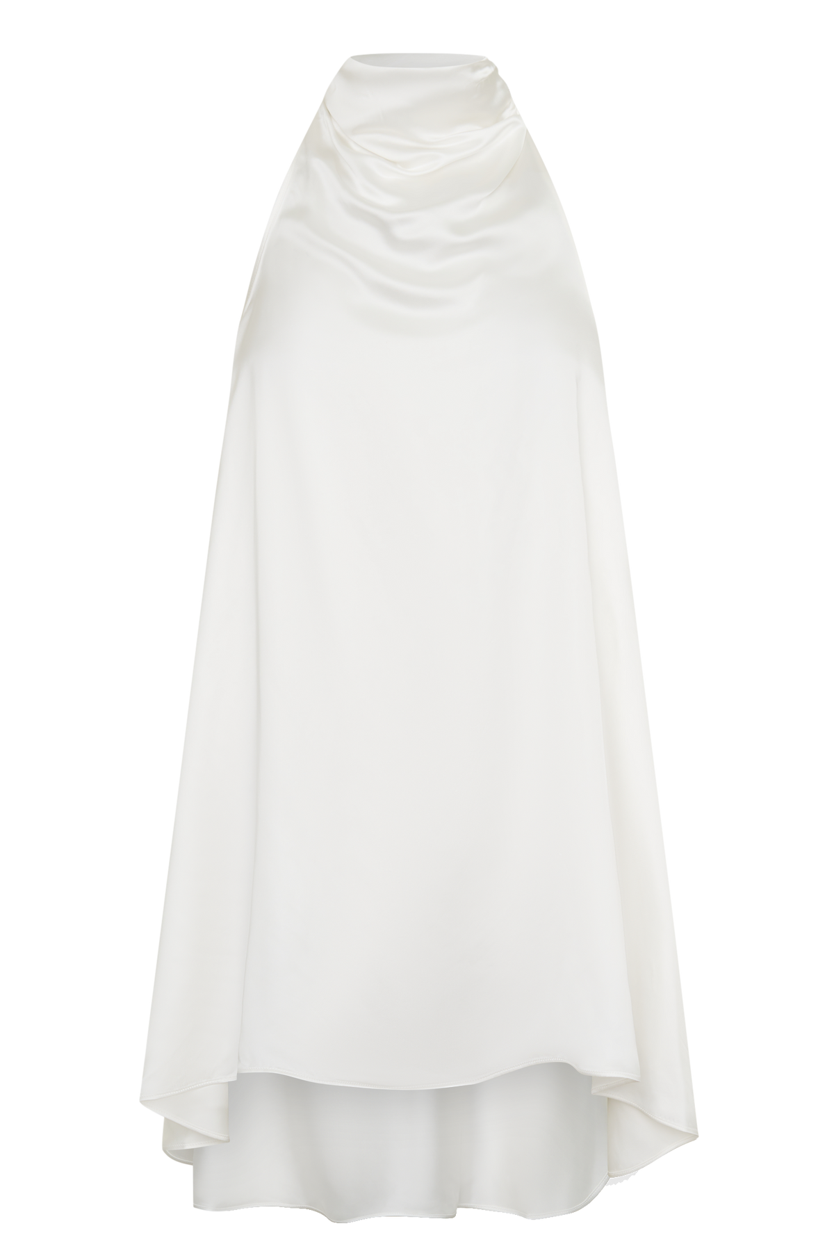 Sydney Asymmetrical Satin Halter Mini Dress in Ivory – Chic&Drifts