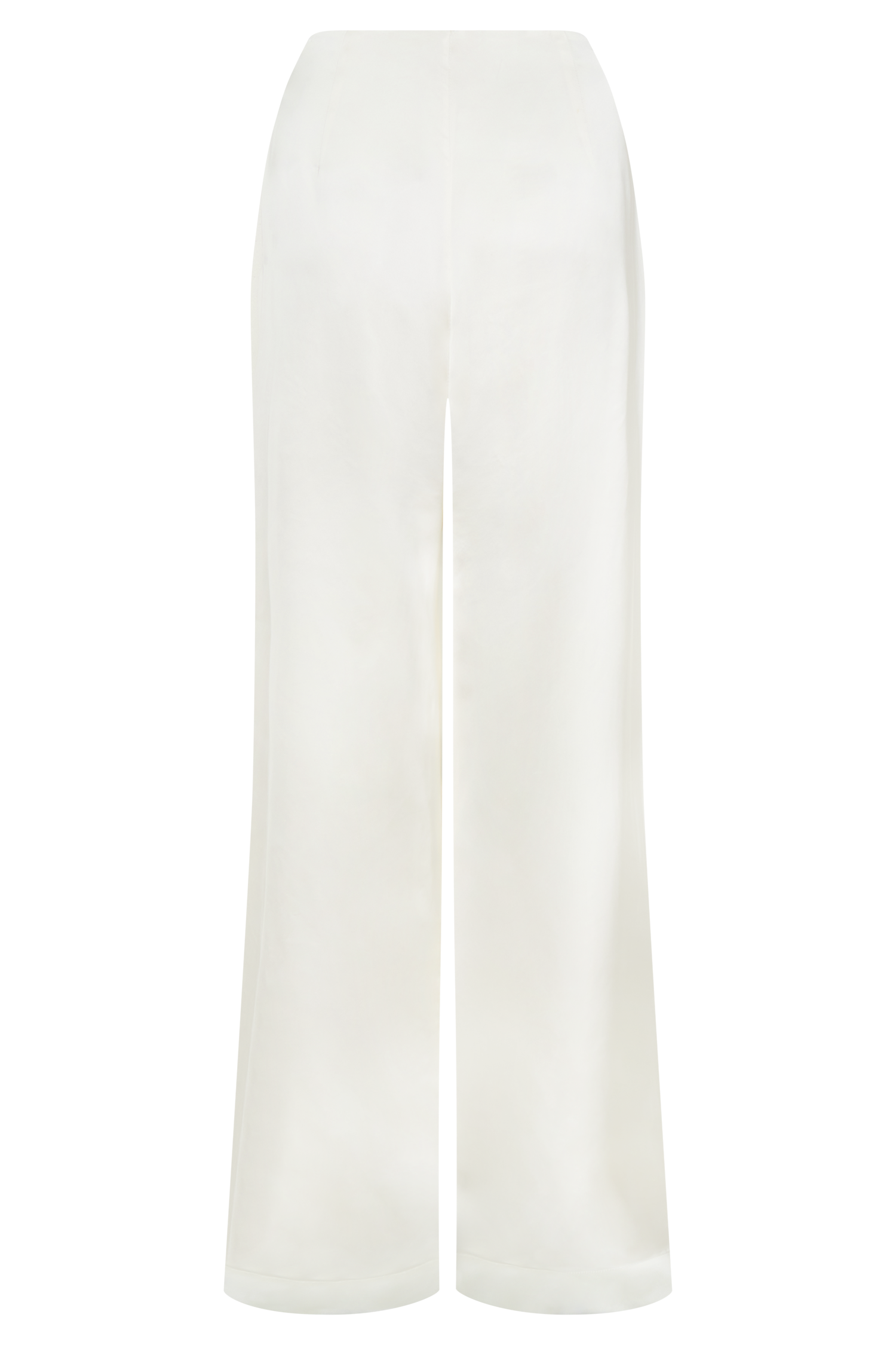 Sydney Straight Leg Satin Trousers - Ivory
