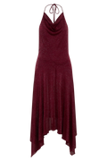 Sylvie Lurex Hankie Midi Dress in Wine – Chic&Drifts