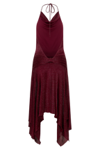 Sylvie Lurex Hankie Midi Dress in Wine – Chic&Drifts