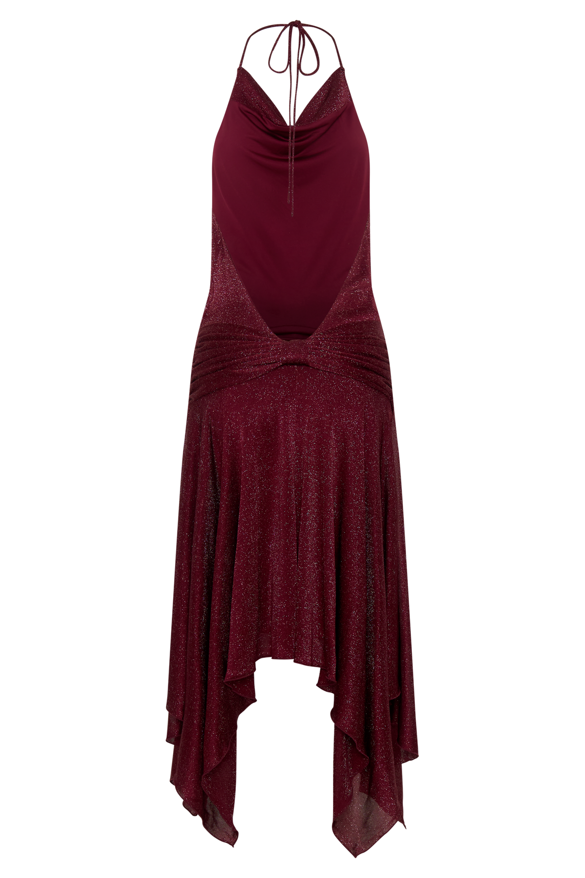 Sylvie Lurex Hankie Midi Dress in Wine – Chic&Drifts