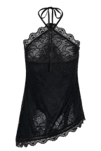 Theodosia Asymmetric Lace Halter Top in Black – Chic&Drifts