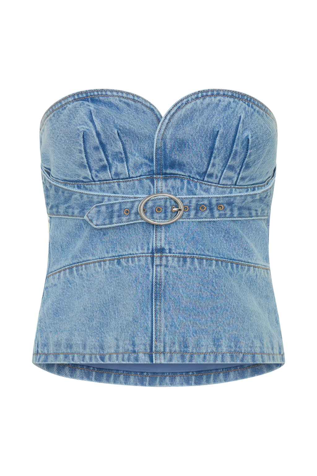 Tommy Strapless Denim Top With Buckle in Classic Blue – Chic&Drifts