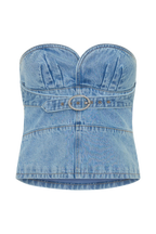Tommy Strapless Denim Top With Buckle in Classic Blue – Chic&Drifts
