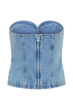 Tommy Strapless Denim Top With Buckle in Classic Blue – Chic&Drifts