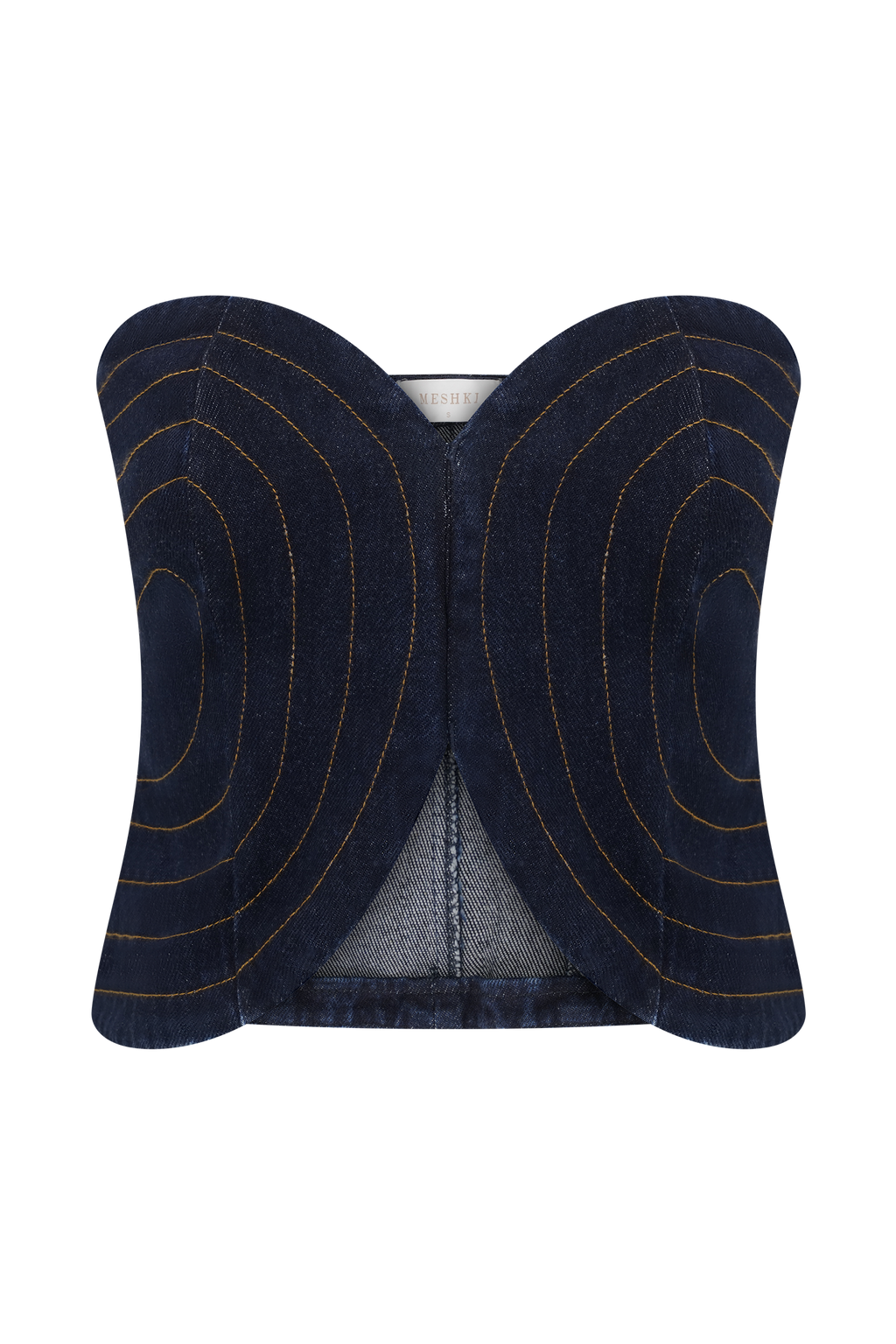 Tully Strapless Topstitch Denim Top in Indigo Blue – Chic&Drifts