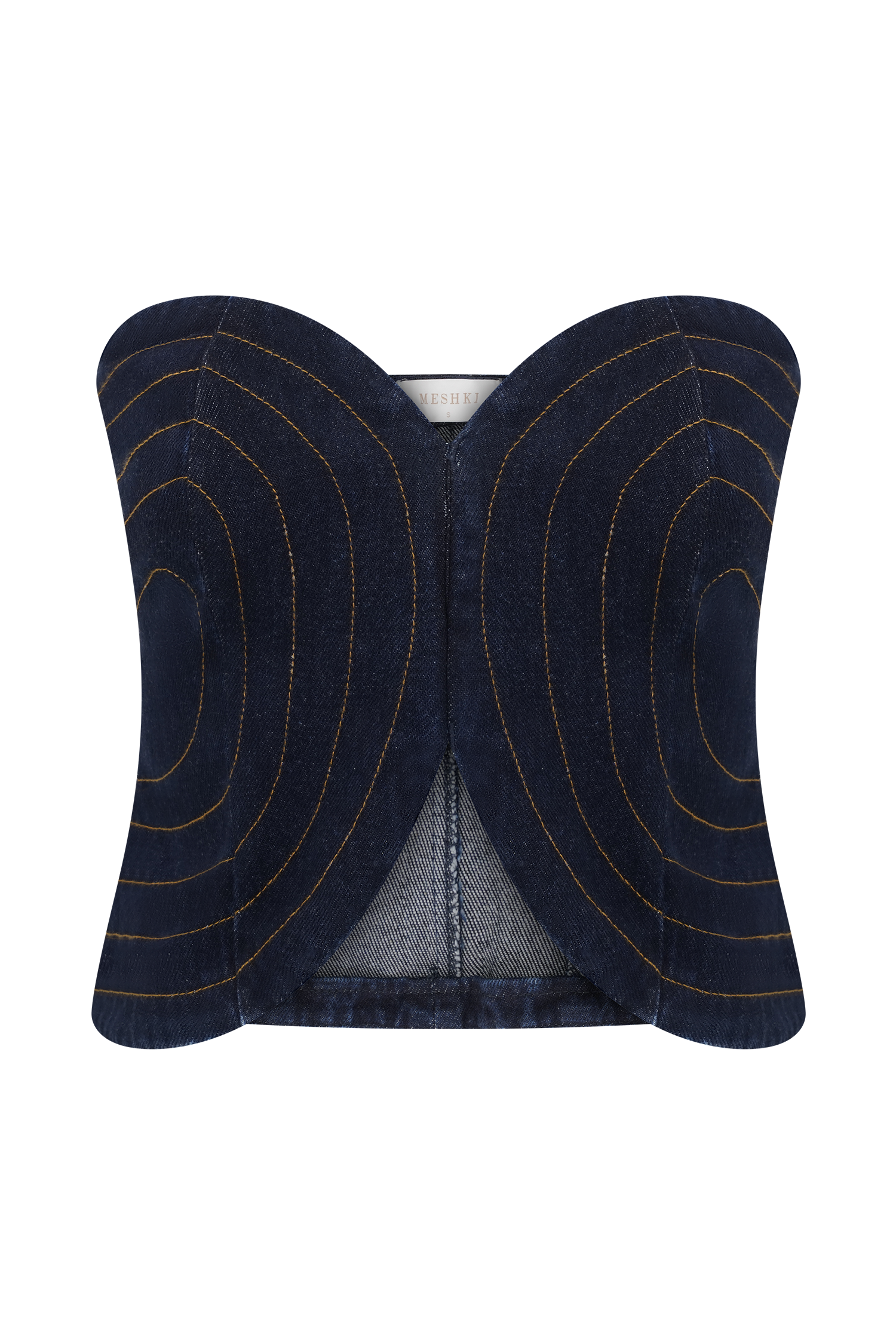 Tully Strapless Topstitch Denim Top in Indigo Blue – Chic&Drifts