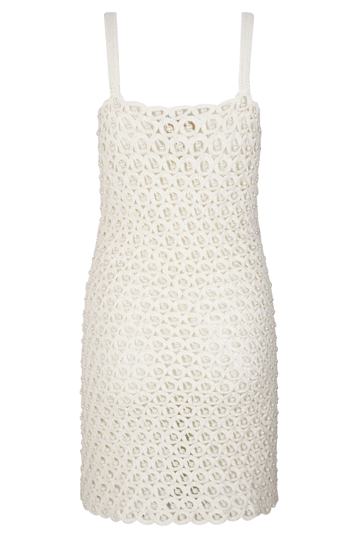 Vanessa Hand Crochet Pearl Mini Dress in Ivory – Chic&Drifts