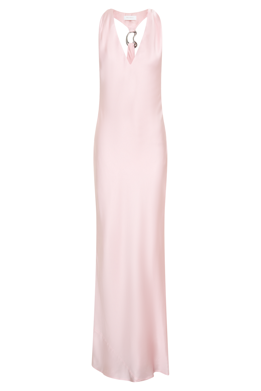 Winnie Halter Satin Maxi Dress With Hardware in Pale Pink – Chic&Drifts