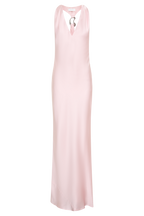 Winnie Halter Satin Maxi Dress With Hardware in Pale Pink – Chic&Drifts