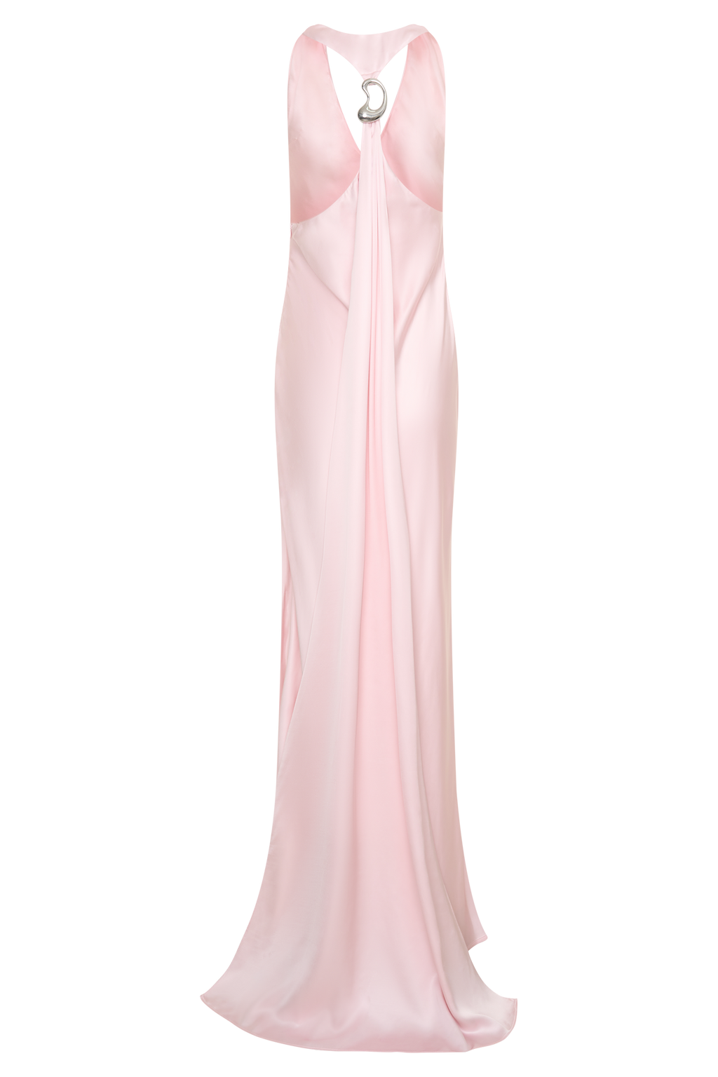 Winnie Halter Satin Maxi Dress With Hardware in Pale Pink – Chic&Drifts