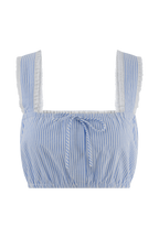 Gretel Sleeveless Crop Top in Blue Pinstripe – Chic&Drifts
