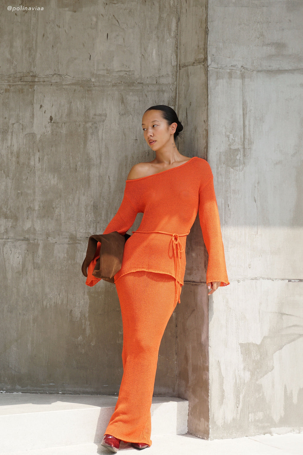 Reagan Knit Maxi Skirt in Orange – Chic&Drifts