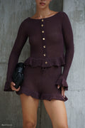Eleanor Knit Frill Cardigan in Chocolate – Chic&Drifts