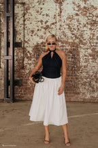 Ashwin Denim Cotton Midi Dress in Indigo Blue – Chic&Drifts