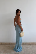 Carmen Crochet Sequin Maxi Open Back Dress